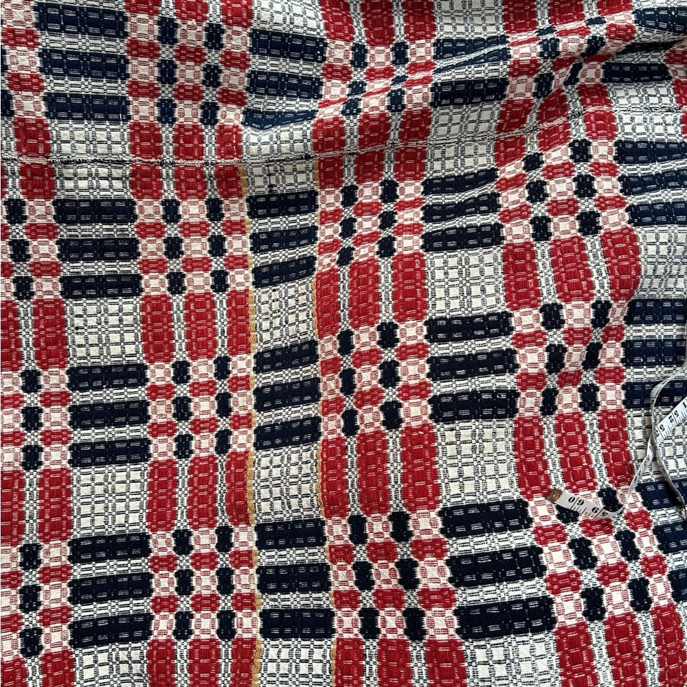 Antique 19 century Civil War impeccable Red Blue coverlet
